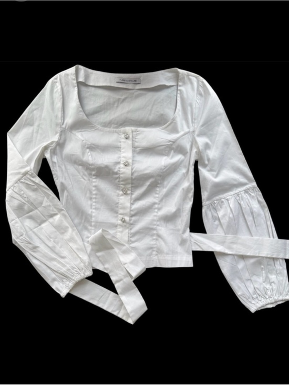 Flavio Castellani Blouse White Corset Tie Top IT 38 US 2 XS